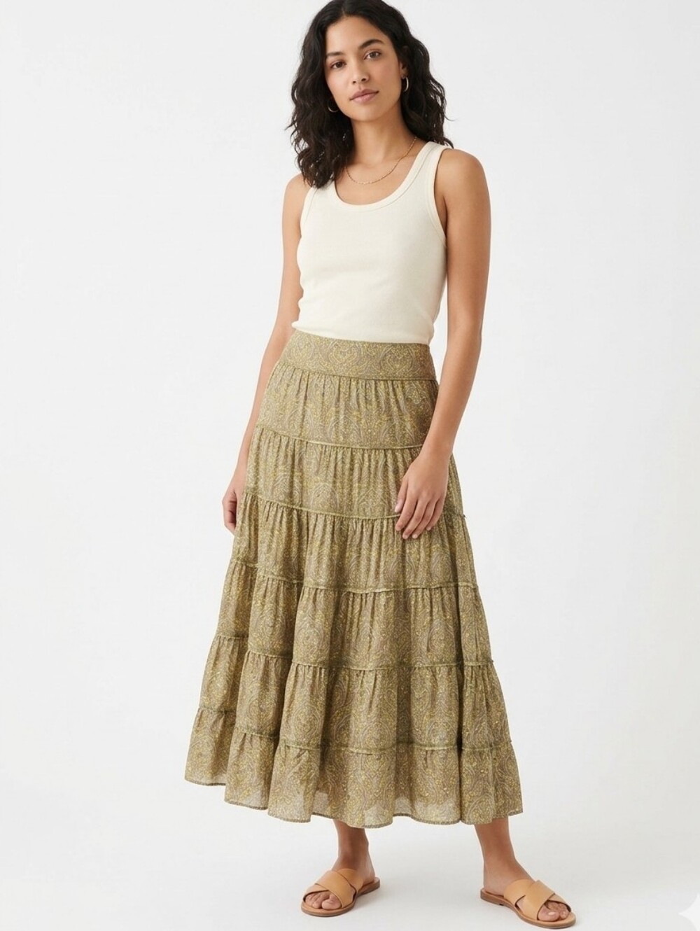 Christopher & Banks Tiered Brooms Skirt With Lining